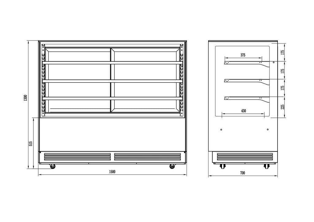 4 Tier Cake Showcase 1500x700x1300mm/YC-1500H