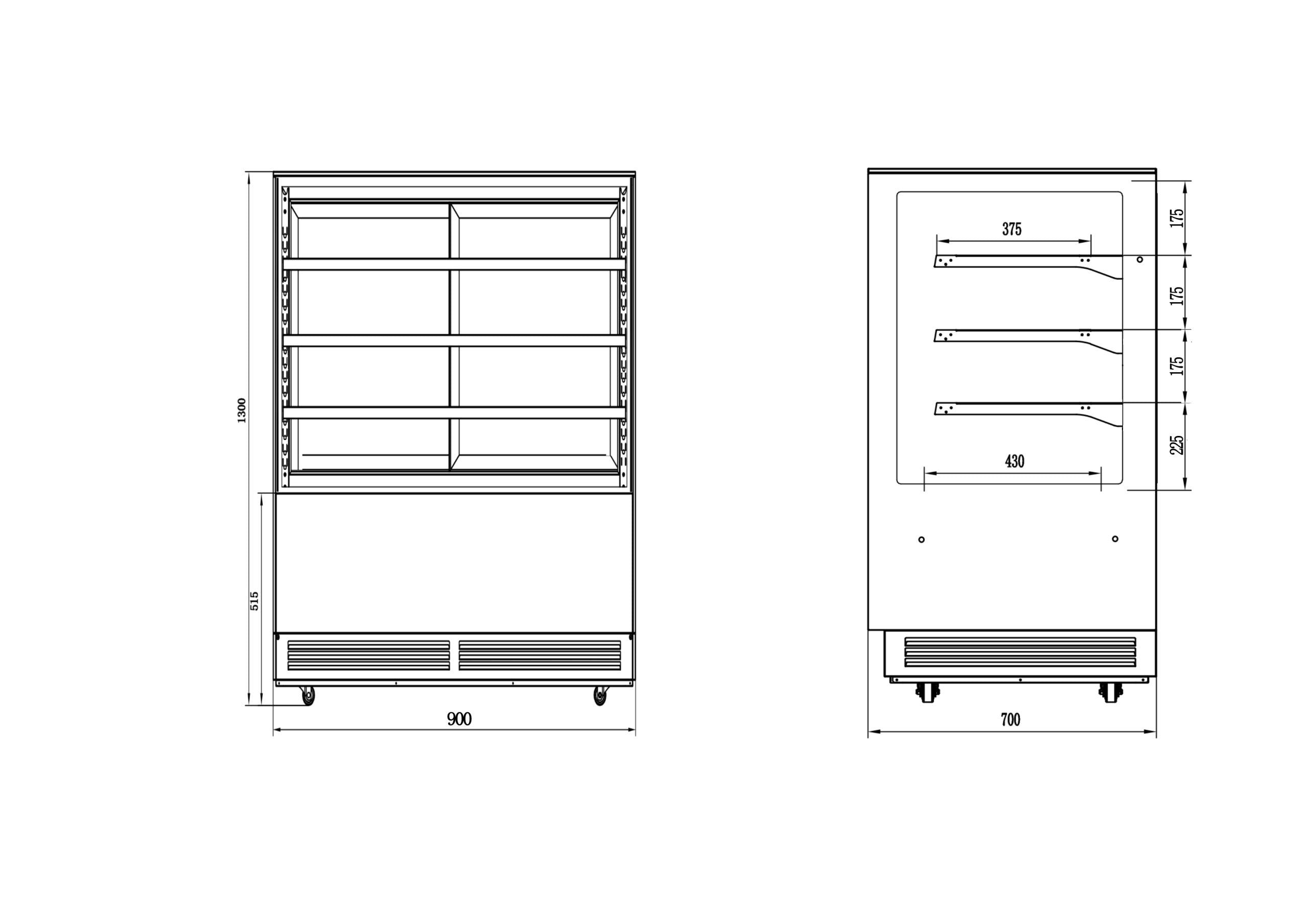 4 Tier Cake Showcase 900x700x1300mm/YC-900H