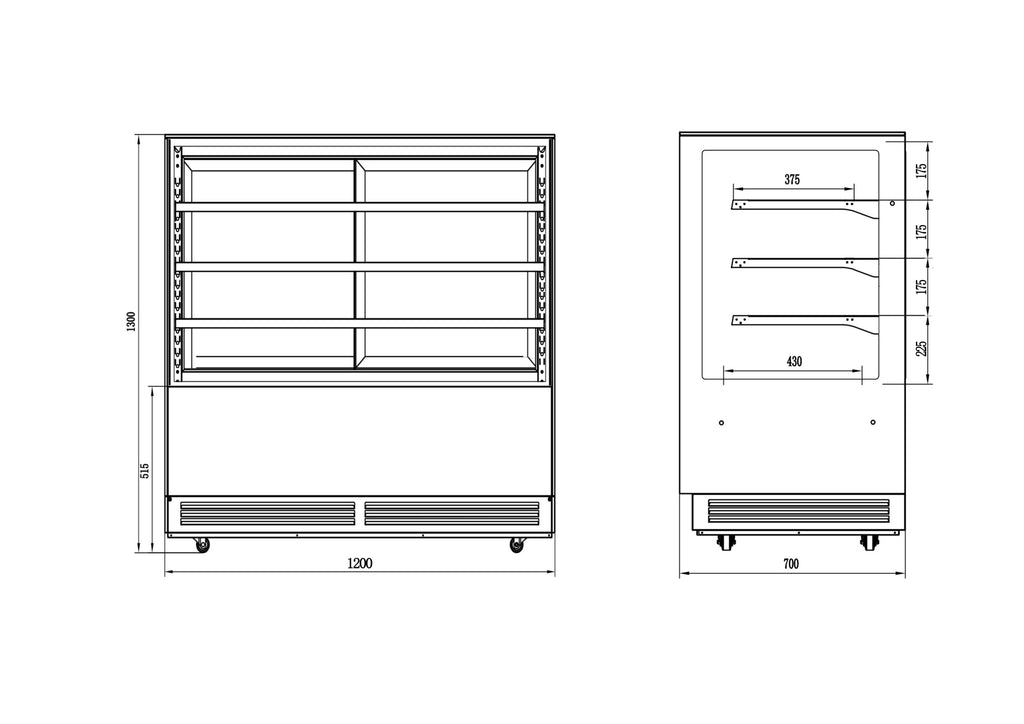 4 Tier Cake Showcase 1200x700x1300mm/YC-1200H