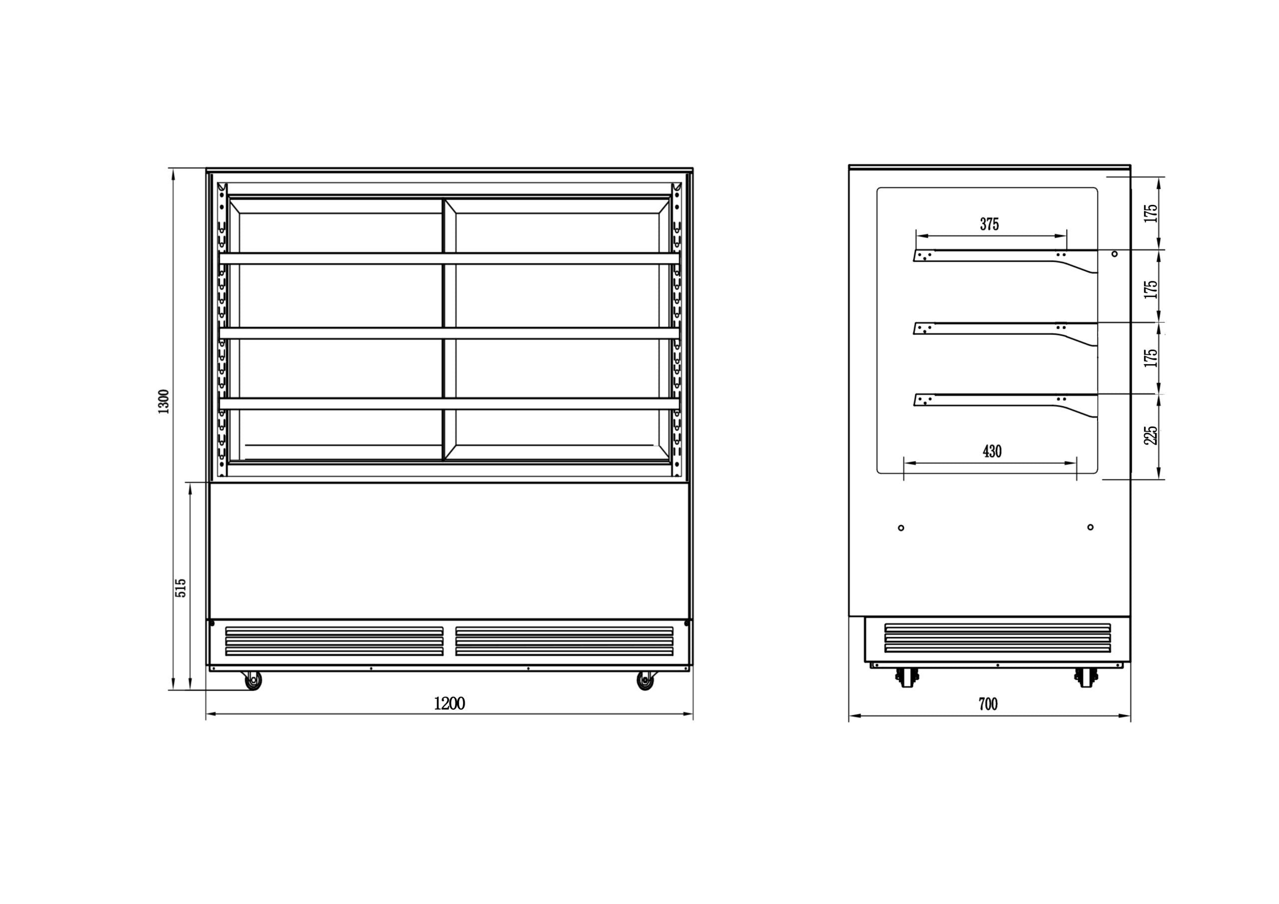 4 Tier Cake Showcase 1200x700x1300mm/YC-1200H