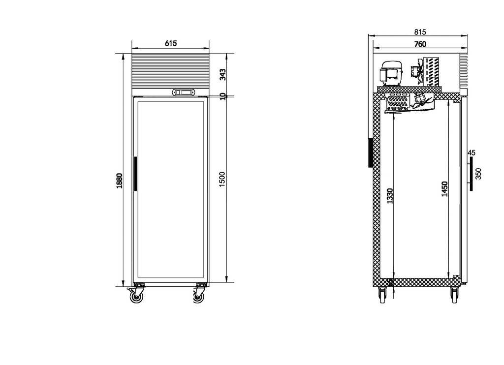 Single Glass Door Upright Fridge/CRT24-1SG