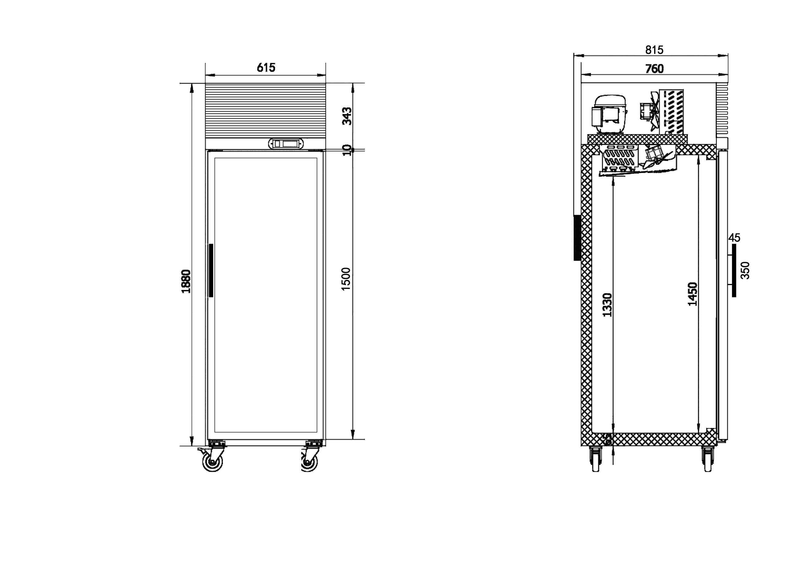 Single Glass Door Upright Fridge/CRT24-1SG