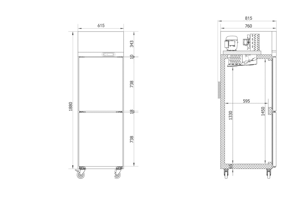 2-Door Upright Fridge/CRT24-2