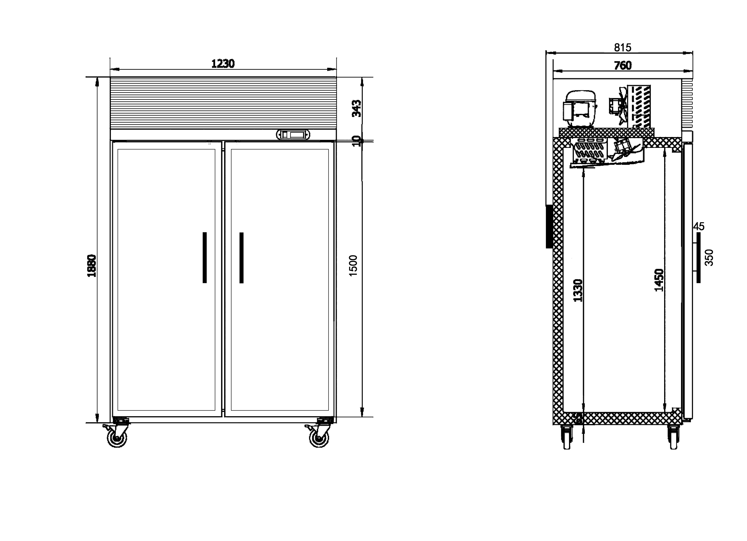 Double Glass Door Upright Fridge/CRT48-2SG