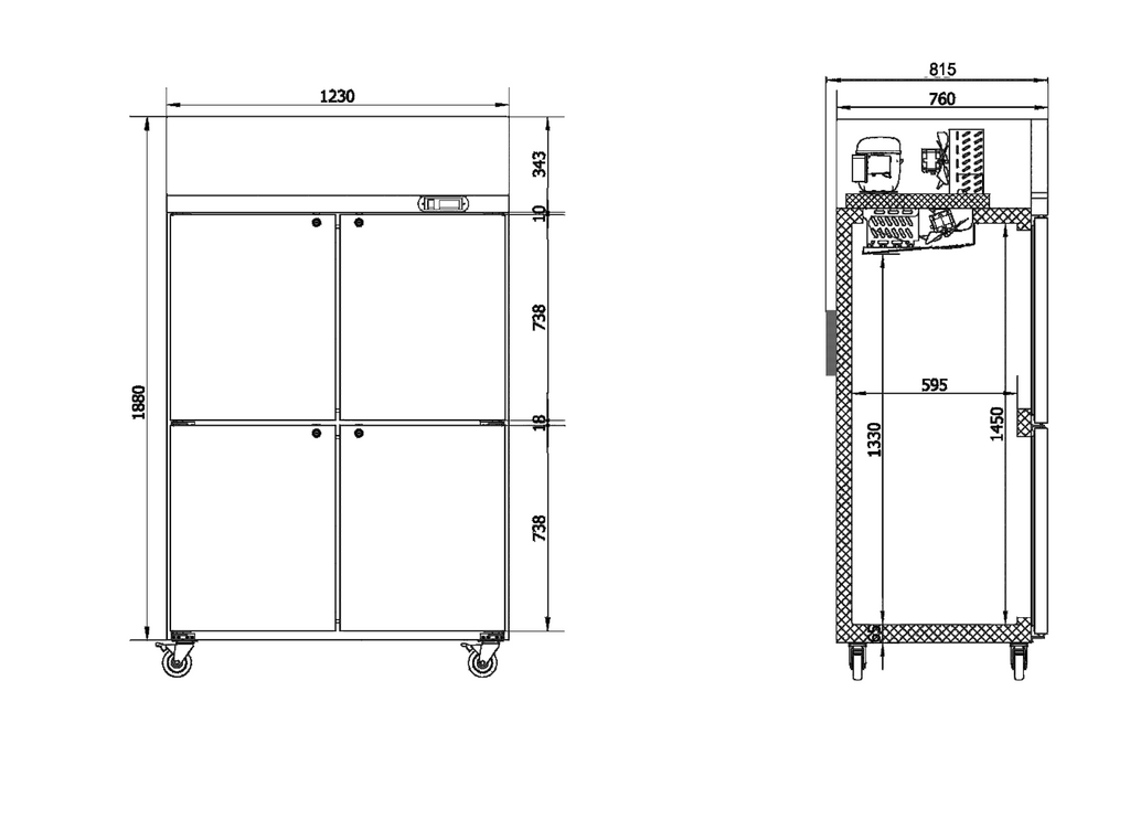 4-Door Upright Fridge/CRT48-4