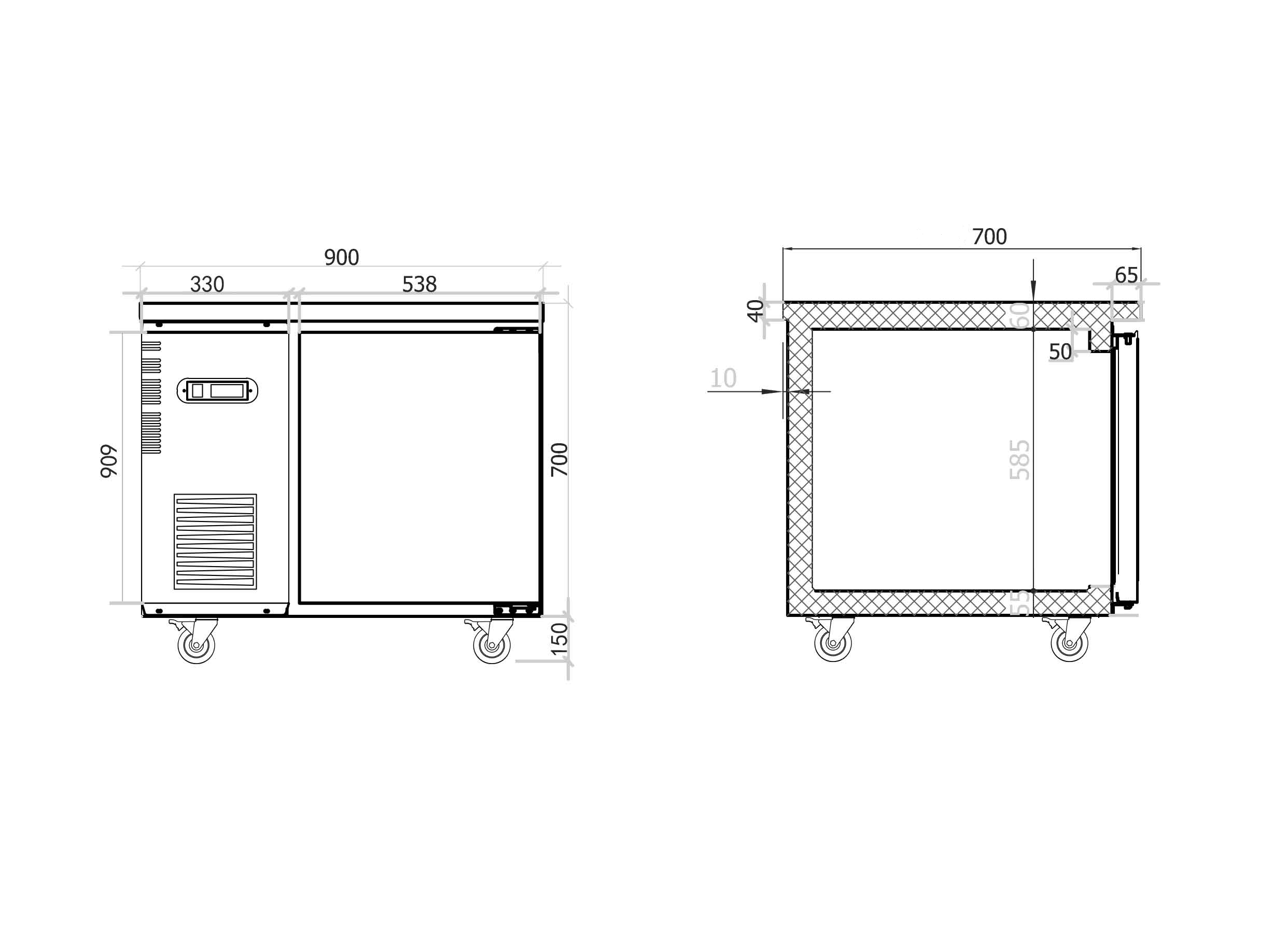 Under Bench Fridge 900mm/CUR09-1