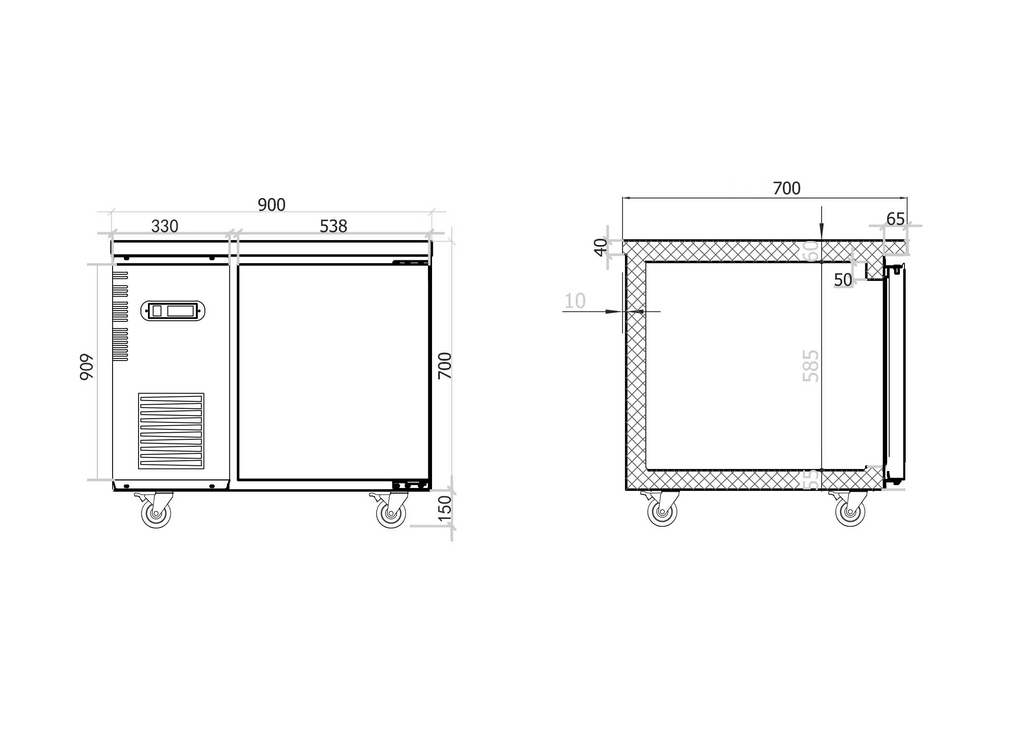 Under Bench Freezer 900mm/CUF09-1