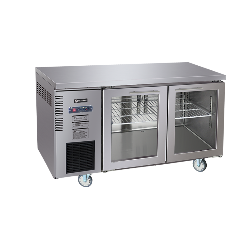 Under Bench Glass Door Fridge 1500mm/CUR15-2SG-600 (600mm depth)