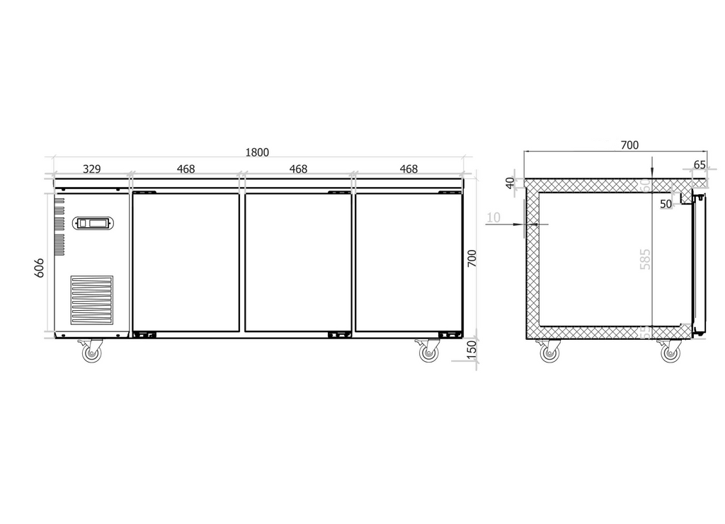 Under Bench Freezer 1800mm/CUF18-3