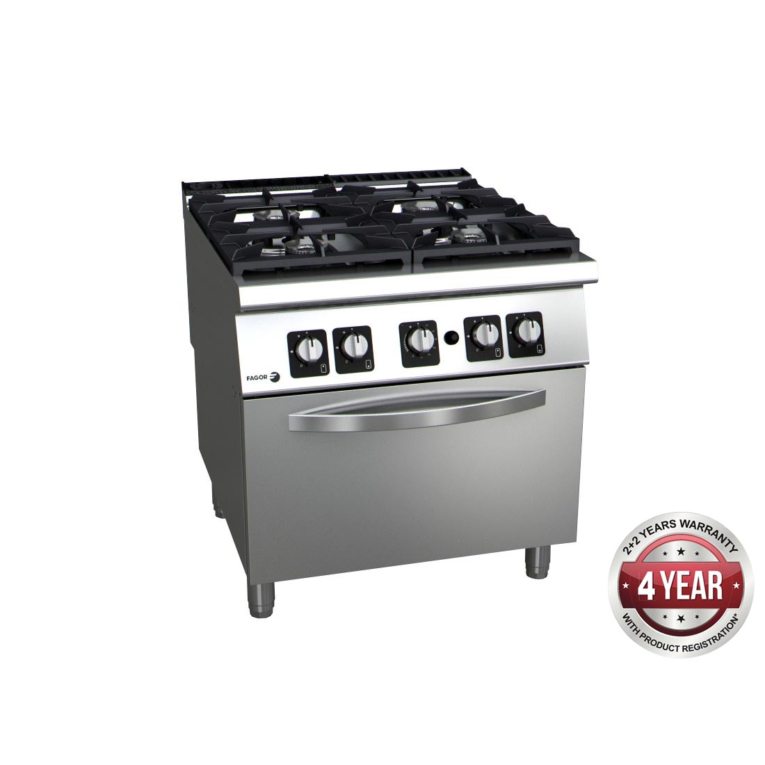FAGOR 900 SERIES GAS 4 BURNER WITH GAS OVEN - C-G941H