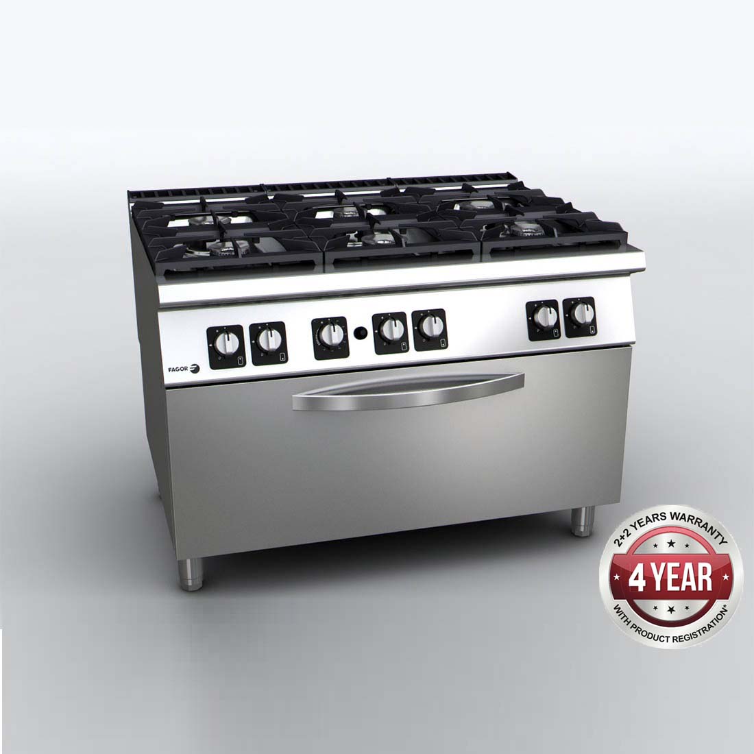 FAGOR 900 SERIES GAS 6 BURNER WITH GAS OVEN - C-G961OPH
