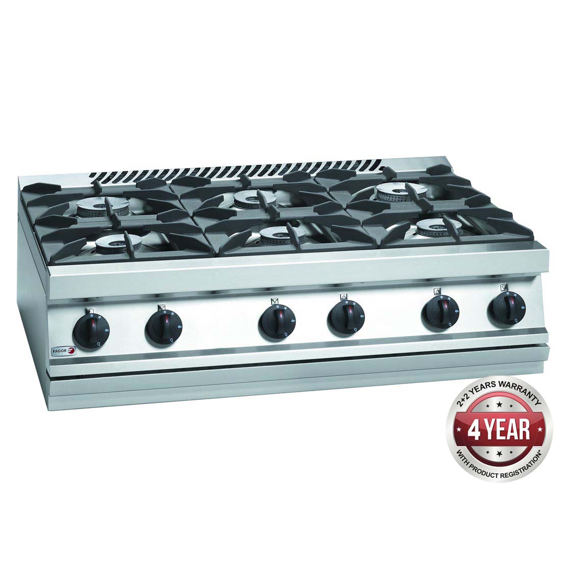 FAGOR 700 SERIES NATURAL GAS 6 BURNER SS BOILING TOP CG7-60H