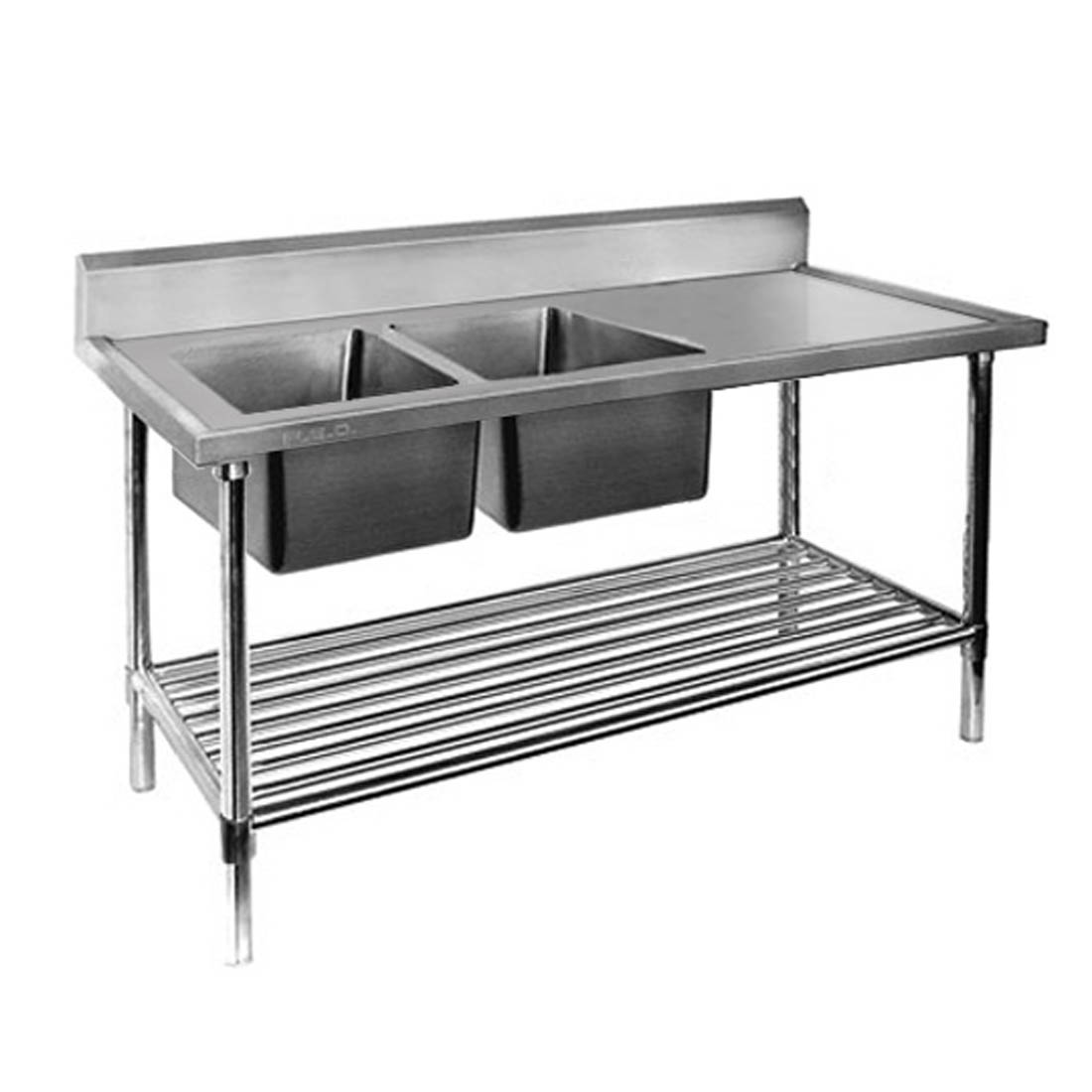 DSB6-1500L/A  DOUBLE LEFT SINK BENCH WITH POT UNDERSHELF