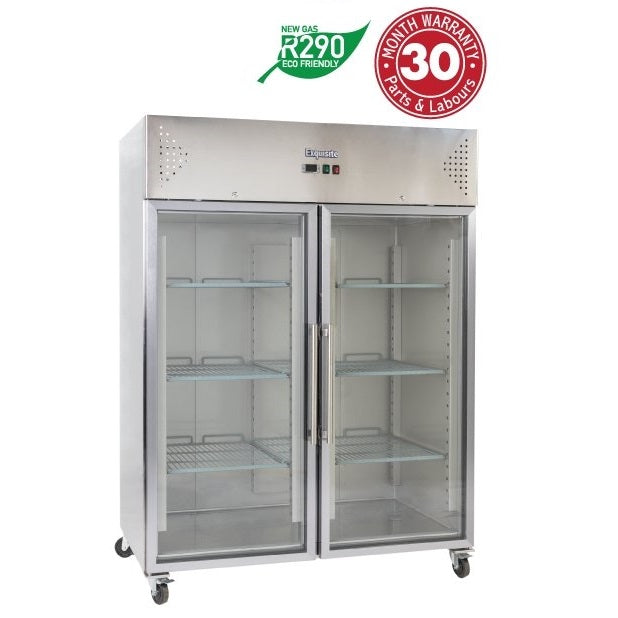 EXQUISITE GSC1410G TWO GLASS DOORS UPRIGHT FRIDGE