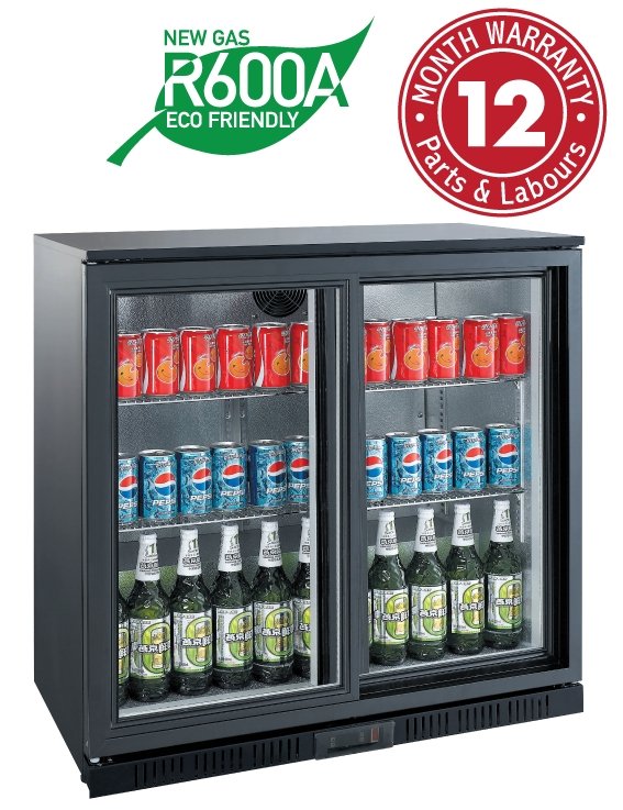 Exquisite UBC210S Two Sliding Doors Backbar Display Fridge