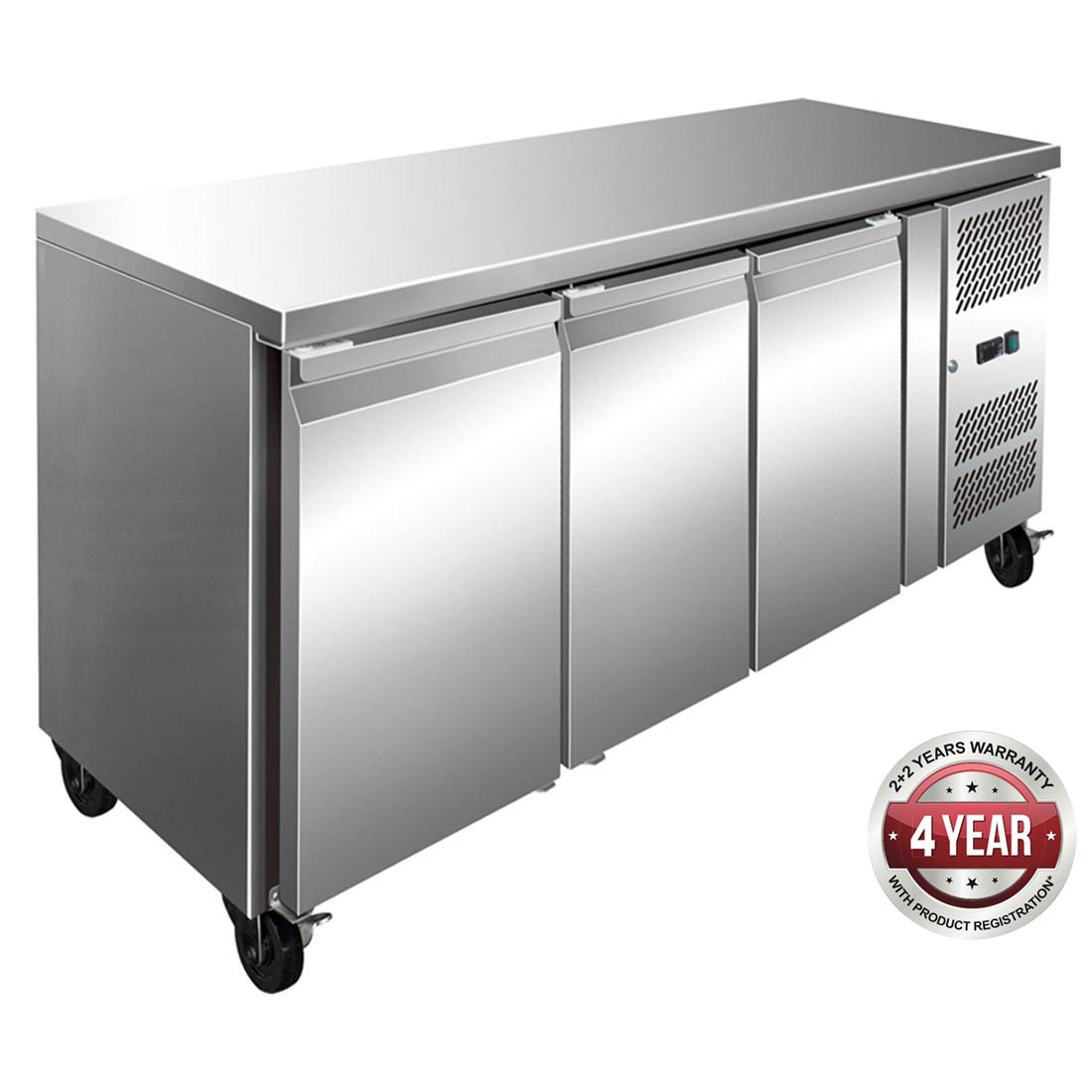 FE3100TN S/S THREE DOOR BENCH FRIDGE 386L