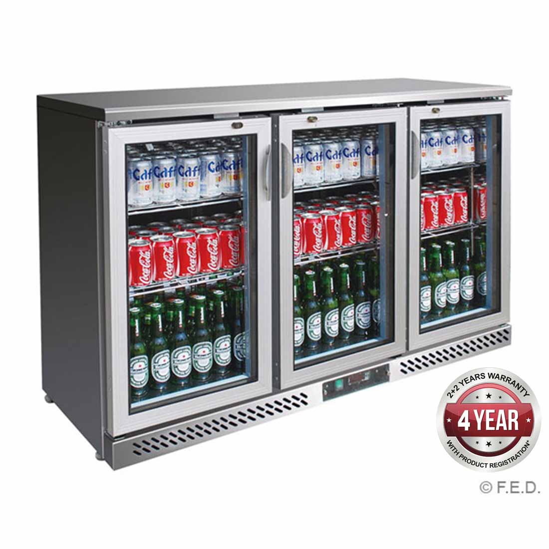 SC316SG THREE DOOR STAINLESS STEEL BAR COOLER