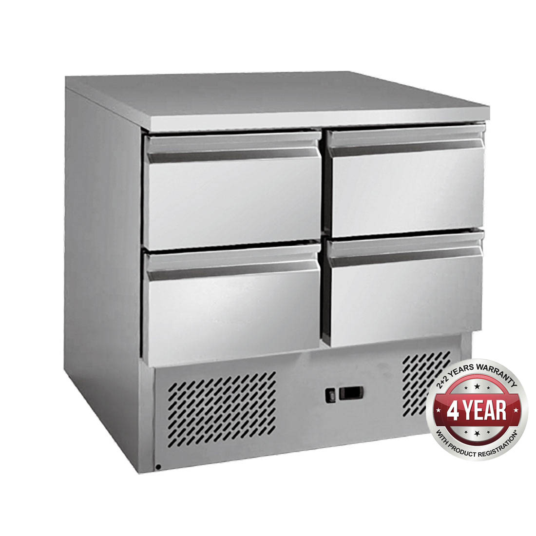 STAINLESS STEEL 4 DRAWERS COMPACT WORKBENCH FRIDGE - GNS900-4D