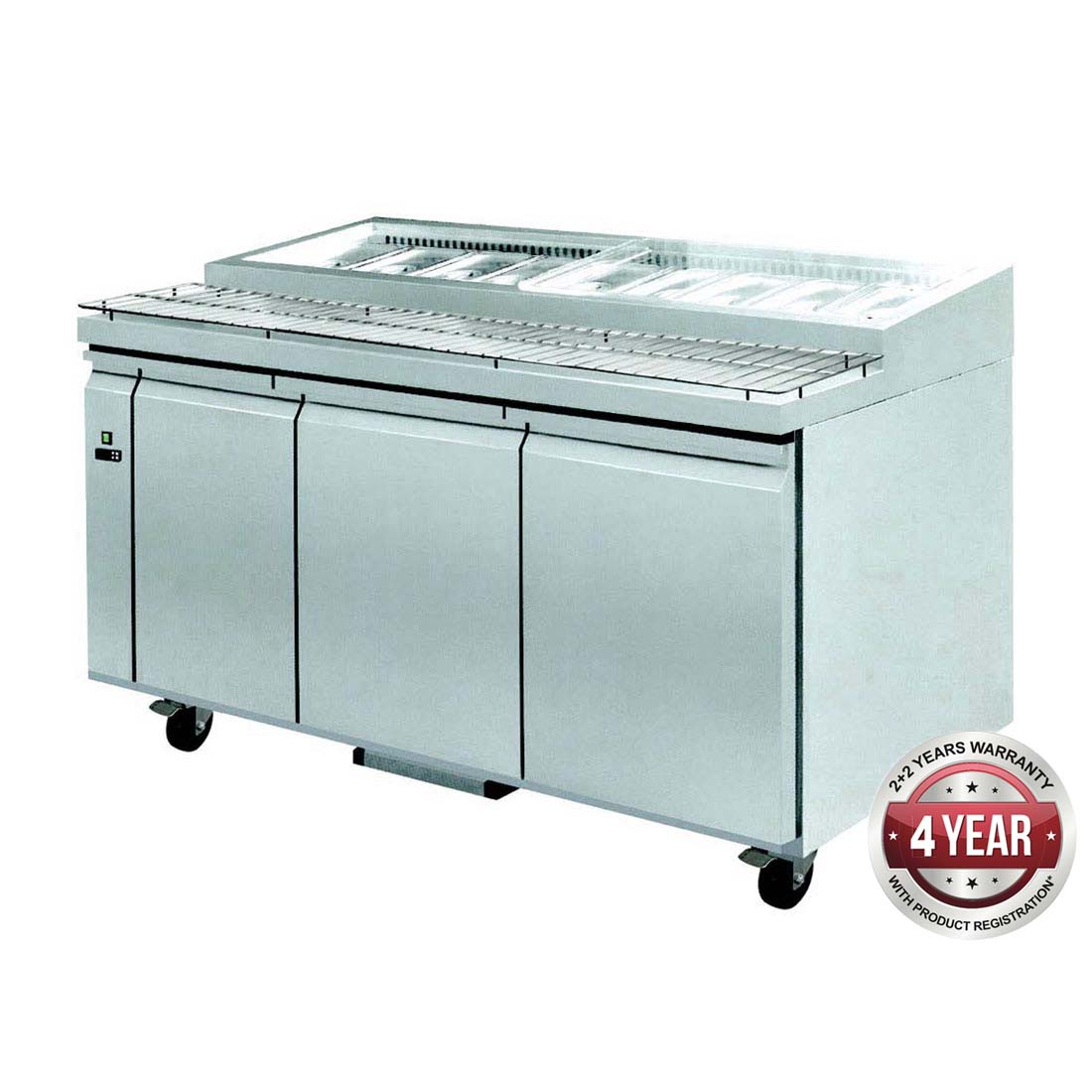 PWB200 THREE DOOR DELUXE PIZZA PREP BENCH