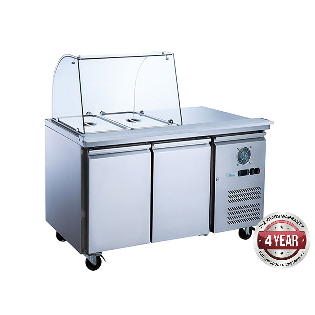 FED-X TWO DOOR SALAD PREP FRIDGE WITH CURVE GLASS TOP - XTHP2100SALGC