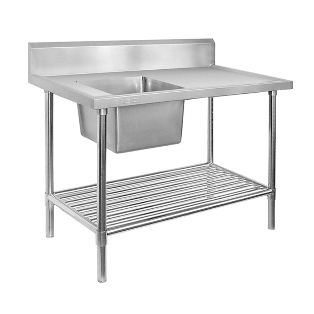 SSB6-2400L/A SINGLE LEFT SINK BENCH WITH POT UNDERSHELF