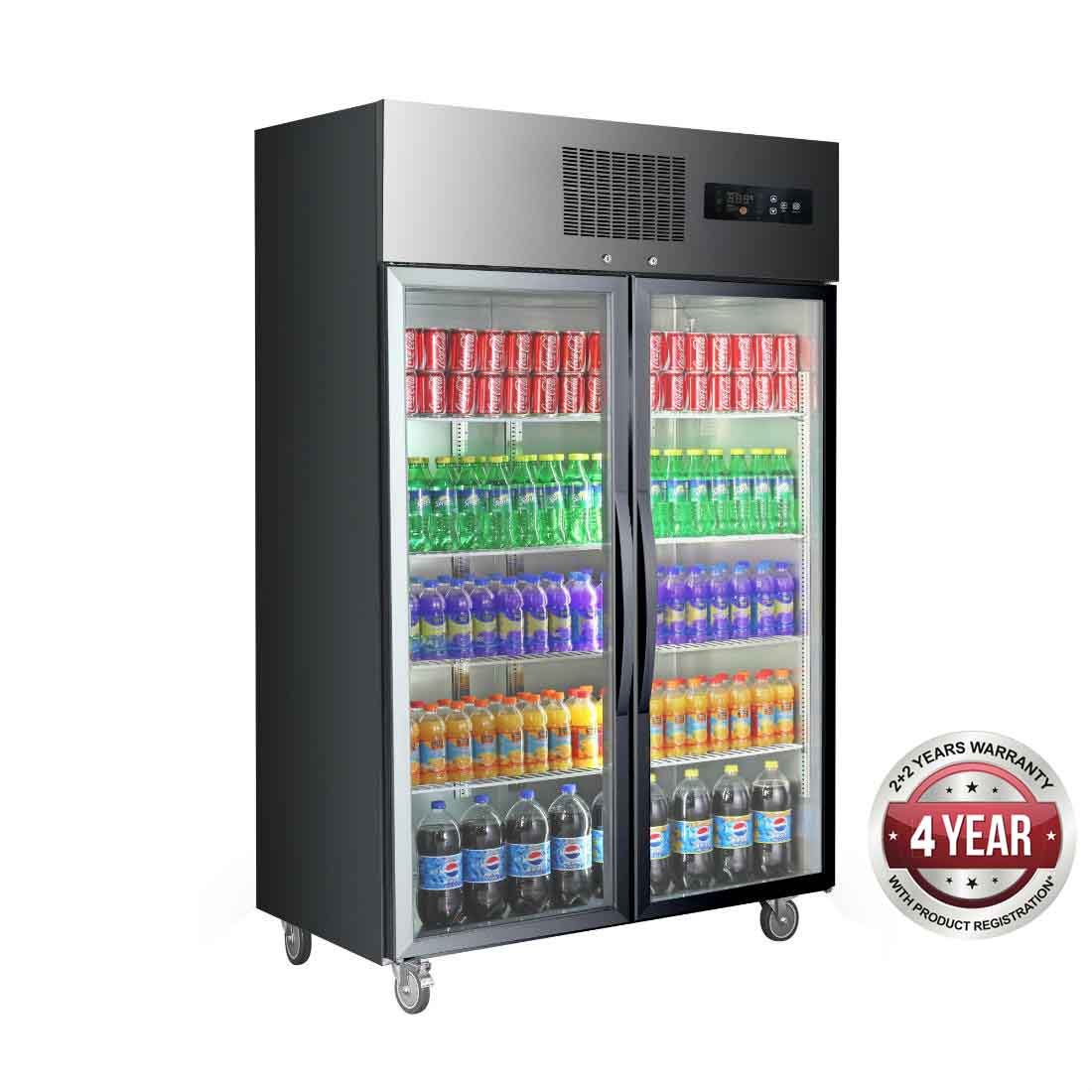 DOUBLE GLASS DOOR BLACK STAINLESS STEEL UPRIGHT FREEZER - SUFG1000B
