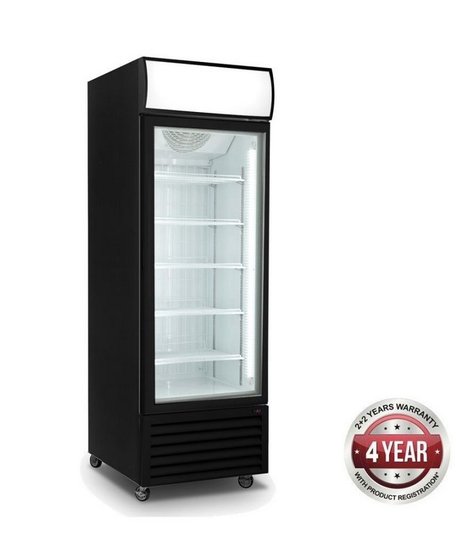 Thermaster 540L Single Glass Door Black Colourbond Upright Fridge LG-540BP
