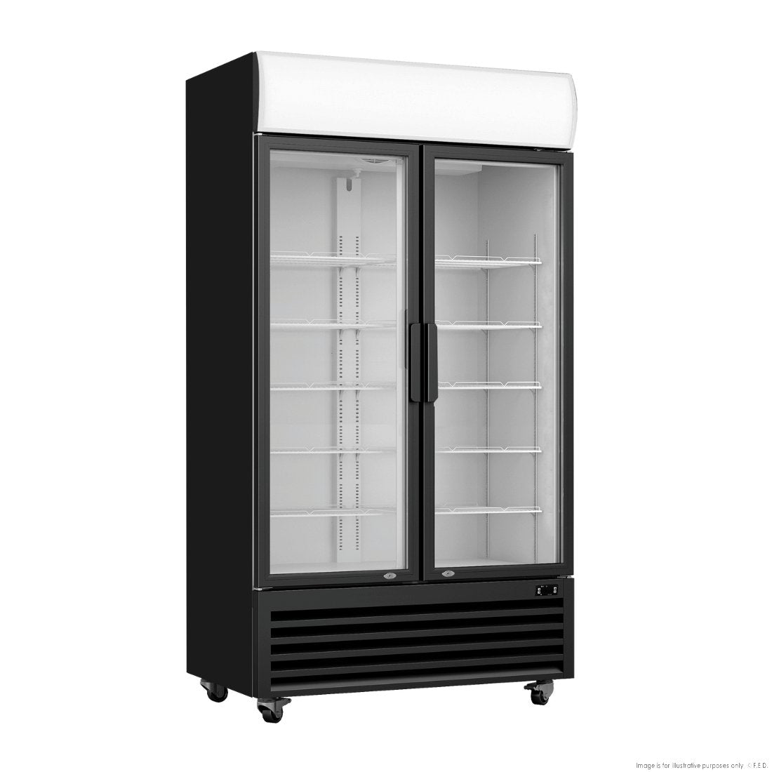 Thermaster Large Two Glass Door Colourbond Upright Drink Fridge LG - 1200BP