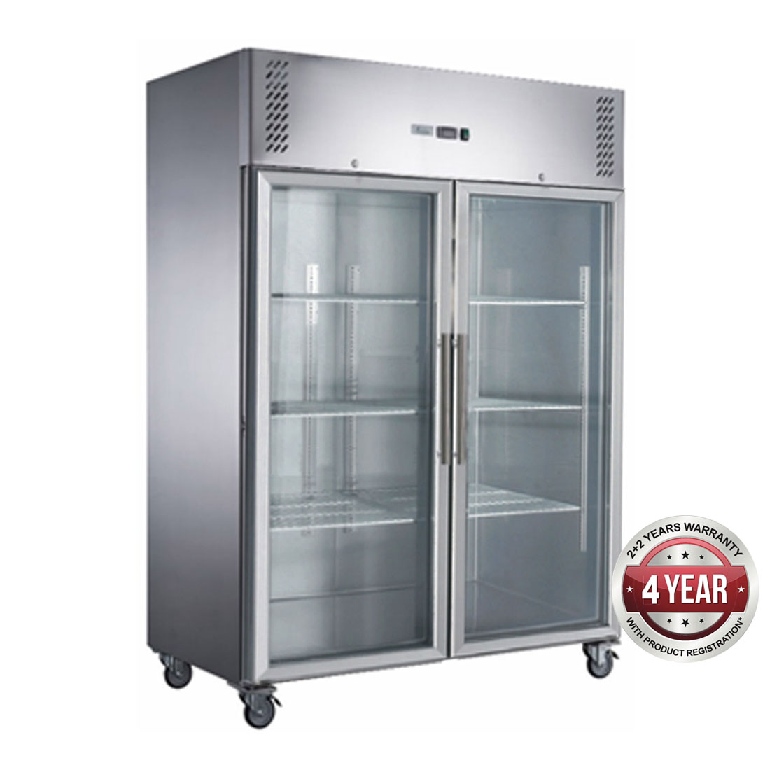 FED-X S/S TWO FULL GLASS DOOR UPRIGHT FREEZER - XURF1410G2V