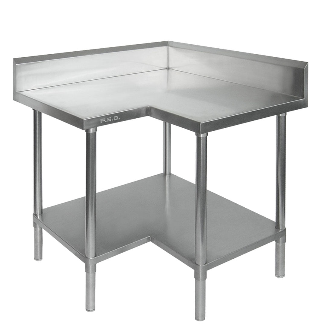 WBCB6-0900/A - CORNER WORKBENCH, 150MM SPLASHBACK & UNDERSHELF
