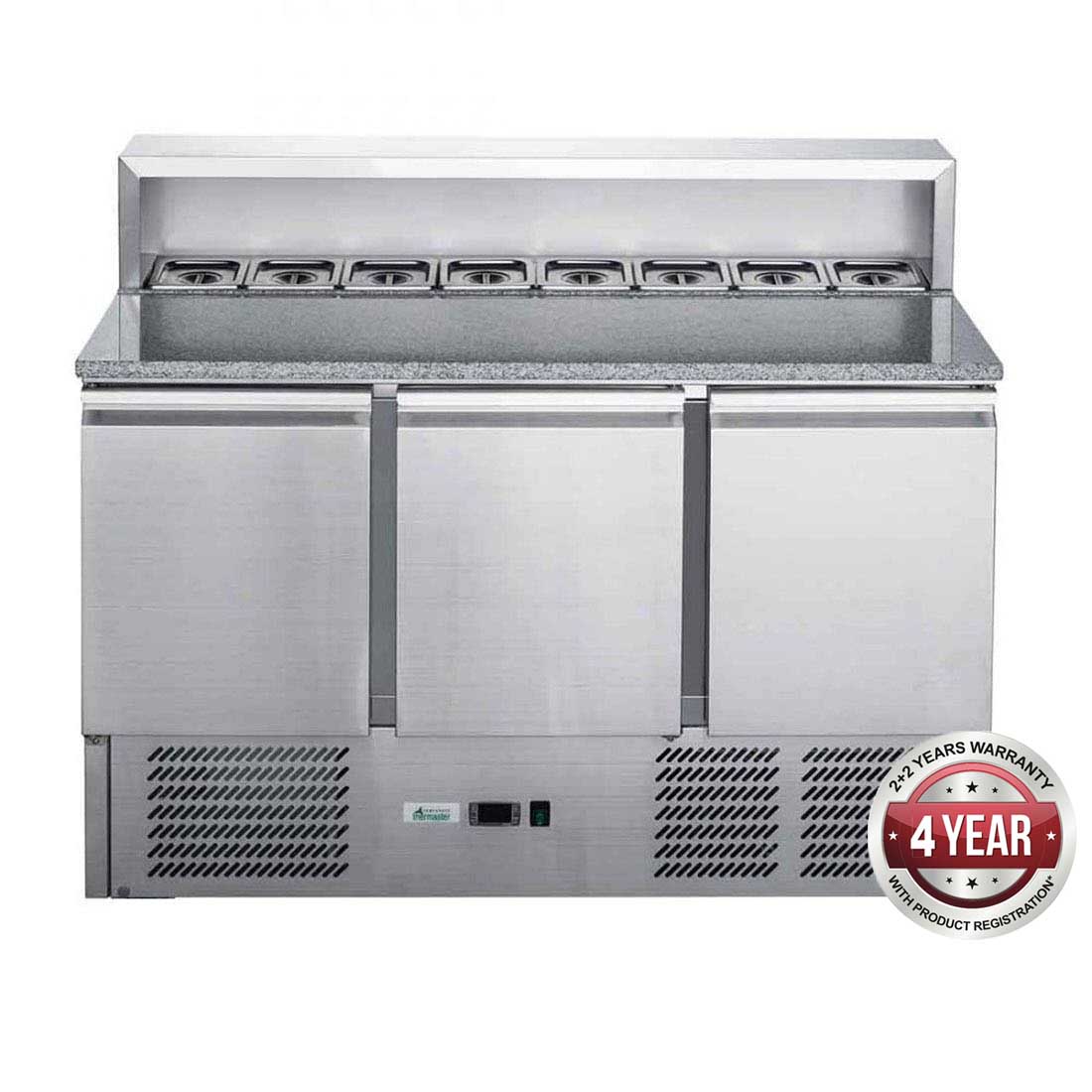 FED-X THREE DOOR SALAD PREP FRIDGE WITH MARBLE TOP - XGNS1300E