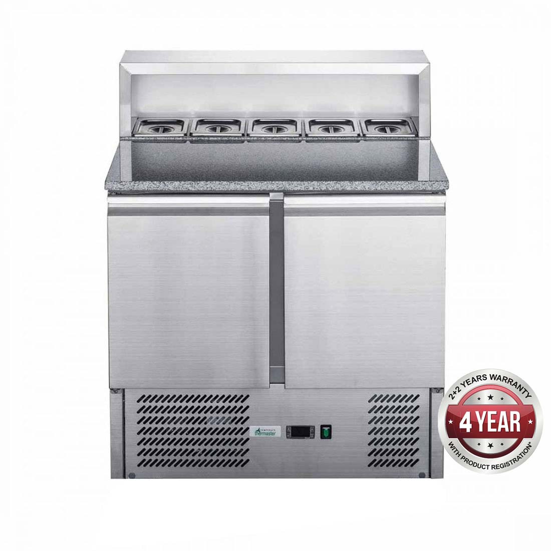 FED-X TWO DOOR SALAD PREP FRIDGE WITH MARBLE TOP - XGNS900E